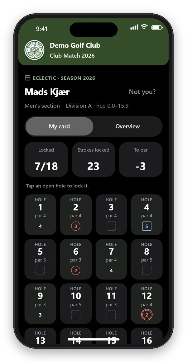 ダークテーマで表示したエクレクティックのマイスコアカード